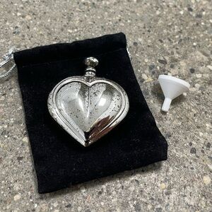 Vintage Silver-tone Heart Shaving Perfume Decanter W/ dabber & carrying bag